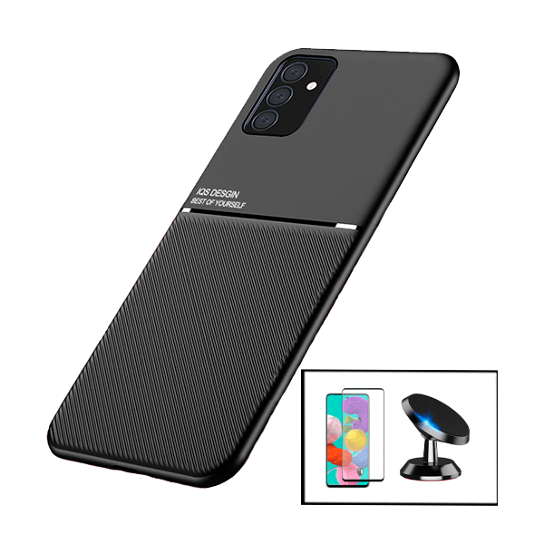 Kit Capa Magnetic Lux + Película Vidro Premium Full Cover Curved + Suporte Magnético de Carro para Samsung Galaxy M52 5G