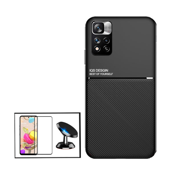 Kit Capa Magnetic Lux + Película Vidro Premium Full Cover Curved + Suporte Magnético de Carro para Xiaomi 11i