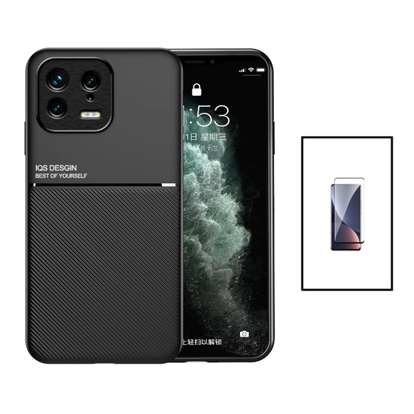 Kit Capa Magnetic Lux + Película Vidro Premium Full Cover Curved para Xiaomi 13 Pro - Preto