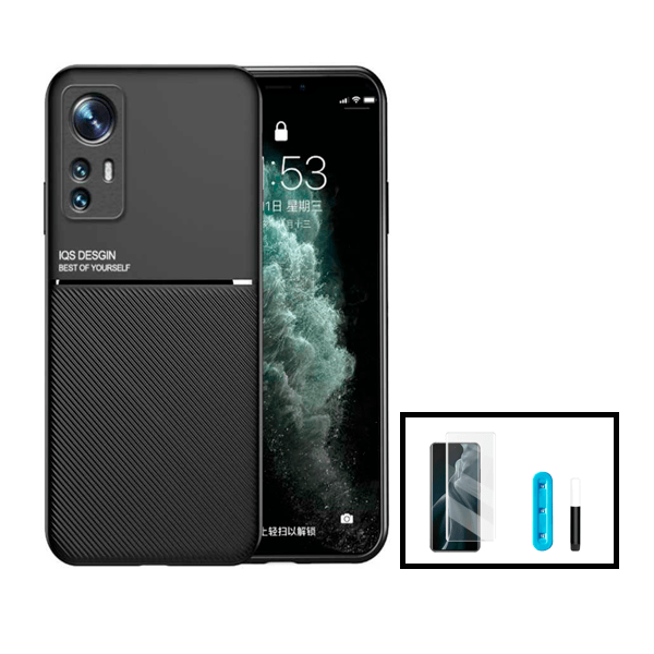 Kit Capa Magnetic Lux + Película de Vidro Nano Curved UV para Xiaomi 12 - Preto