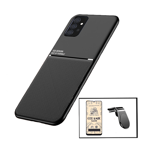 Kit Capa Magnetic Lux + Película CeramicGlass + Suporte Magnético L Safe Driving para Samsung Galaxy A32 4G