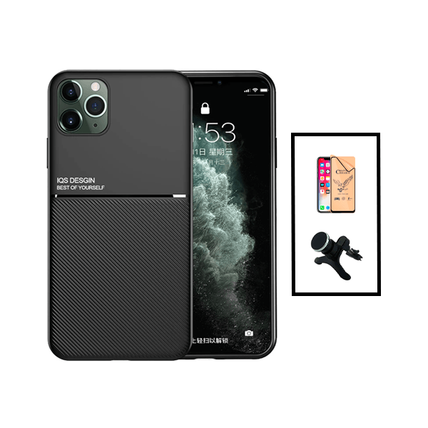Kit Capa Magnetic Lux + Película CeramicGlass + Suporte Magnético de Carro Reforçado para Apple iPhone 14 - Preto