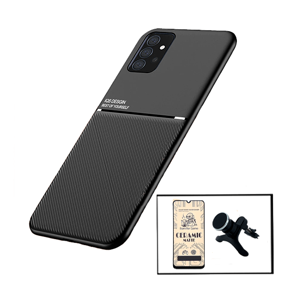 Kit Capa Magnetic Lux + Película CeramicGlass + Suporte Magnético de Carro Reforçado para Samsung Galaxy A32 4G