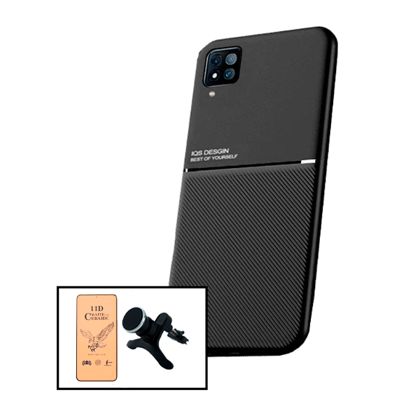 Kit Capa Magnetic Lux + Película CeramicGlass + Suporte Magnético de Carro Reforçado para Samsung Galaxy M32