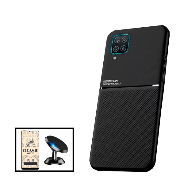 Kit Capa Magnetic Lux + Película CeramicGlass + Suporte Magnético de Carro para Samsung Galaxy M12