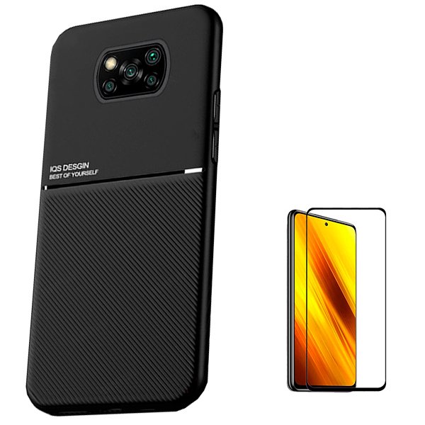 Kit Capa Magnetic Lux + 5D Full Cover para Xiaomi Poco X3 Pro