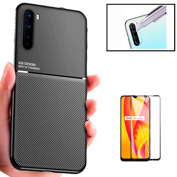 Kit Capa Magnetic Lux + 5D Full Cover + Película de Câmara Traseira para Realme X3 Zoom