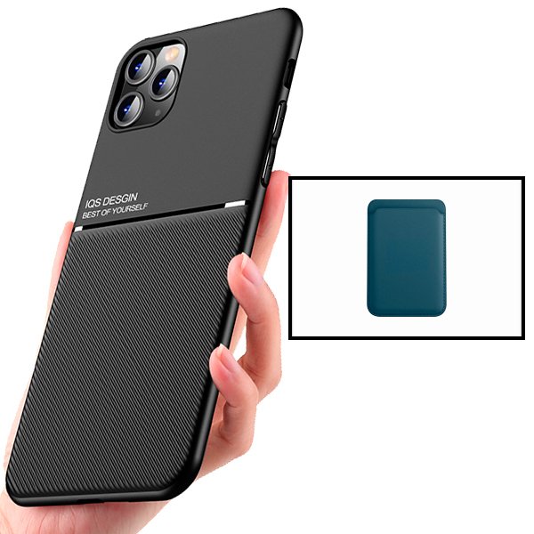Kit Capa Magnetic Lux + Magnetic Wallet Azul para Apple iPhone 12 Mini