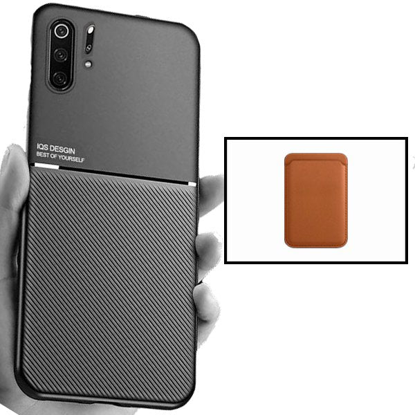 Kit Capa Magnetic Lux + Magnetic Wallet Castanho para Huawei P30 Pro New Edition