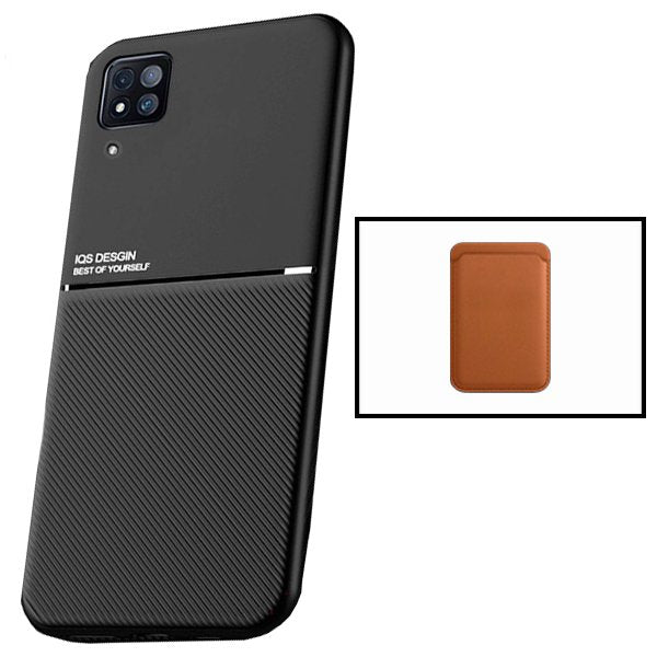 Kit Capa Magnetic Lux + Magnetic Wallet Castanho para Huawei P40 Lite