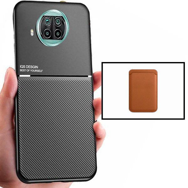 Kit Capa Magnetic Lux + Magnetic Wallet Castanho para Xiaomi Mi 10i
