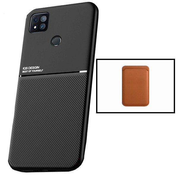Kit Capa Magnetic Lux + Magnetic Wallet Castanho para Xiaomi Redmi 9 Activ