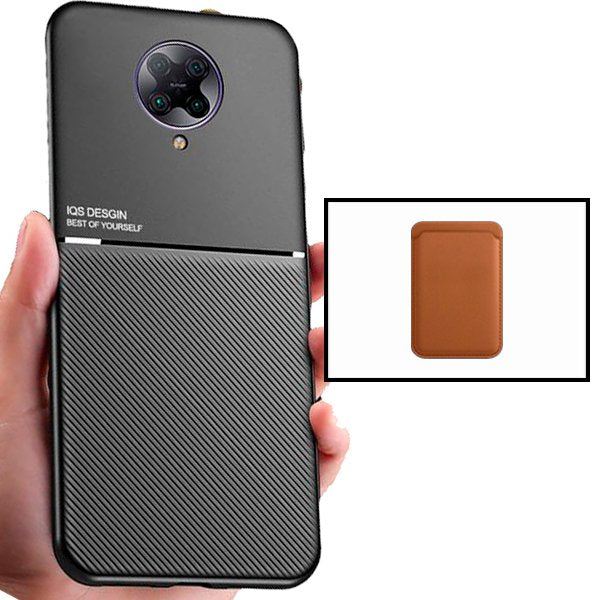 Kit Capa Magnetic Lux + Magnetic Wallet Castanho para Xiaomi Poco F2 Pro