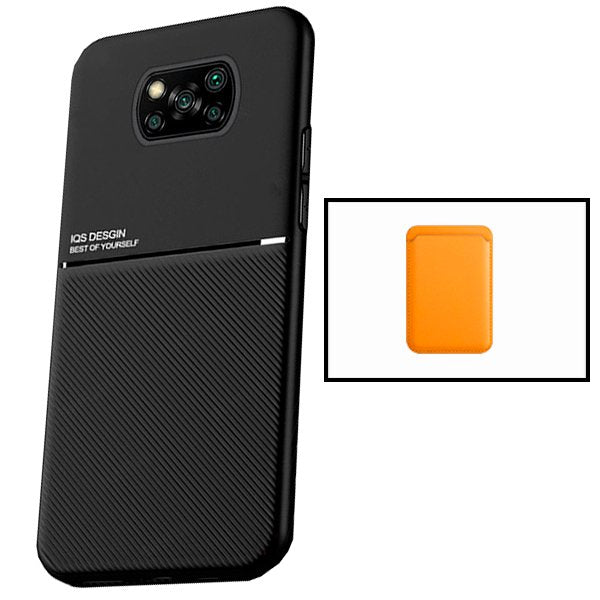 Kit Capa Magnetic Lux + Magnetic Wallet Laranja para Xiaomi Poco X3 NFC