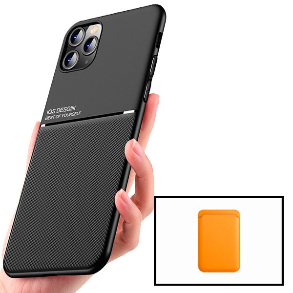 Kit Capa Magnetic Lux + Magnetic Wallet Laranja para Apple iPhone 11 Pro Max