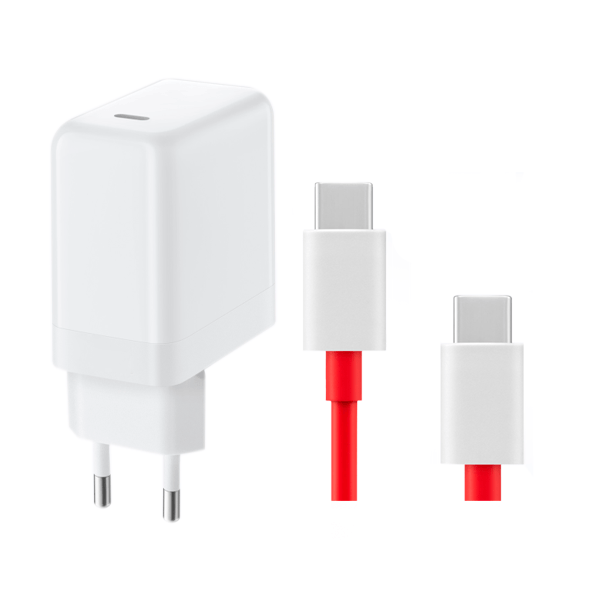 Kit Carregador Warp Charge 65w Fast Charge USB-C + Cabo de Carga Warp Charge Type-C 100cm para OnePlus 9R