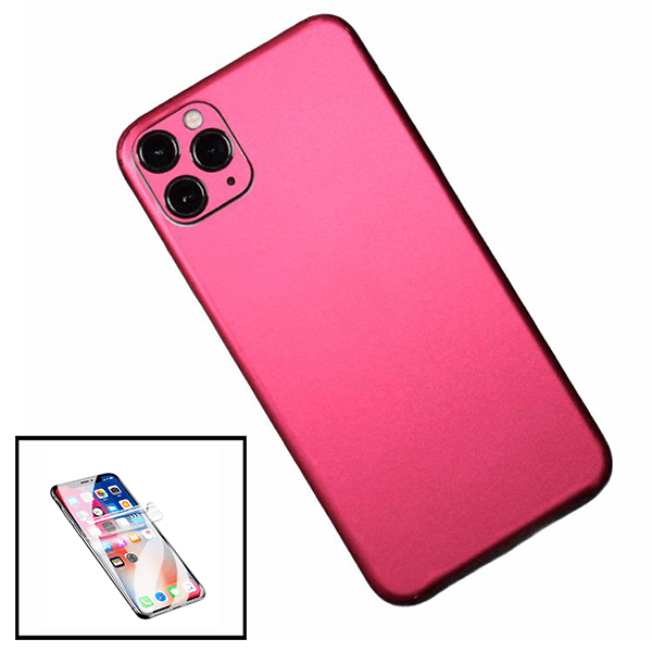 Kit Película Traseira Full-Edged SurfaceStickers + Película Hydrogel Full Cover Frente para Apple iPhone 7 / 8 / SE 2020 / SE 2022 - Rosa