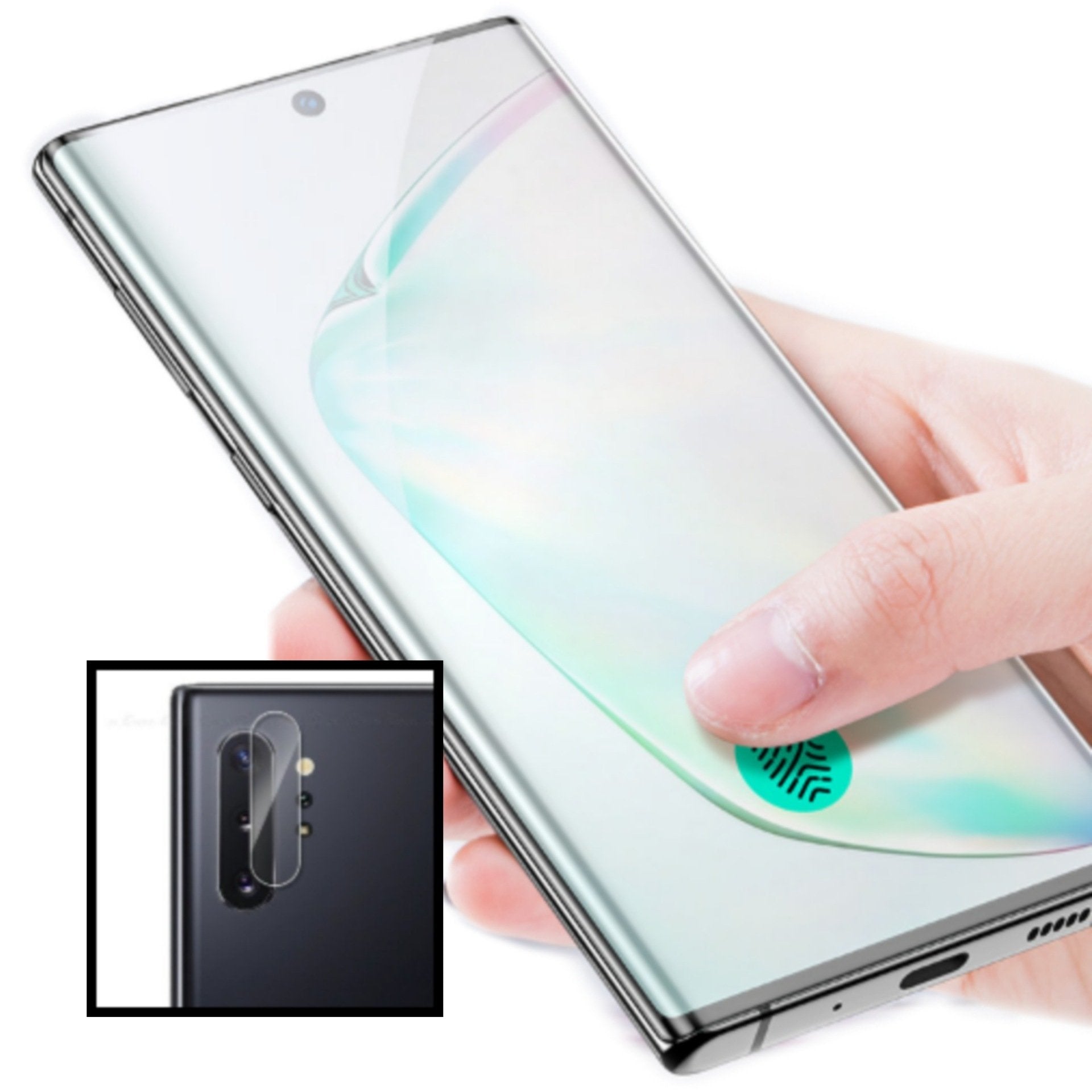 Kit Vidro Premium Full Cover + Película Premium de Câmara Traseira para Samsung Galaxy Note 10 5G