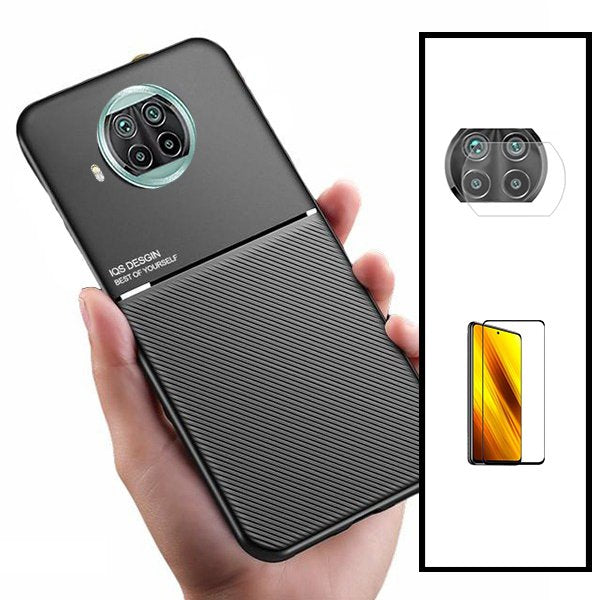 Kit Capa Magnetic Lux + 5D Full Cover + Película de Câmara Traseira para Xiaomi Redmi Note 9 Pro 5G