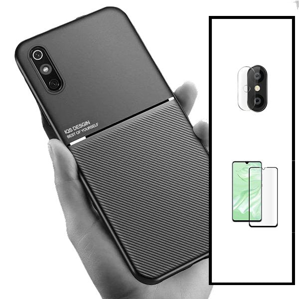 Kit Capa Magnetic Lux + 5D Full Cover + Película de Câmara Traseira para Xiaomi Redmi 9A Sport