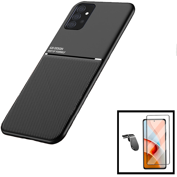 Kit Capa Magnetic Lux + 5D Full Cover + Suporte Magnético L Safe Driving para Samsung Galaxy A72 5G
