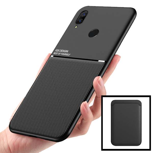 Kit Capa Magnetic Lux + Magnetic Wallet Preto para Huawei P Smart Z