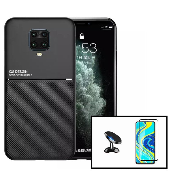 Kit Capa Magnetic Lux + 5D Full Cover + Suporte Magnético de Carro para Xiaomi Redmi Note 10 Lite