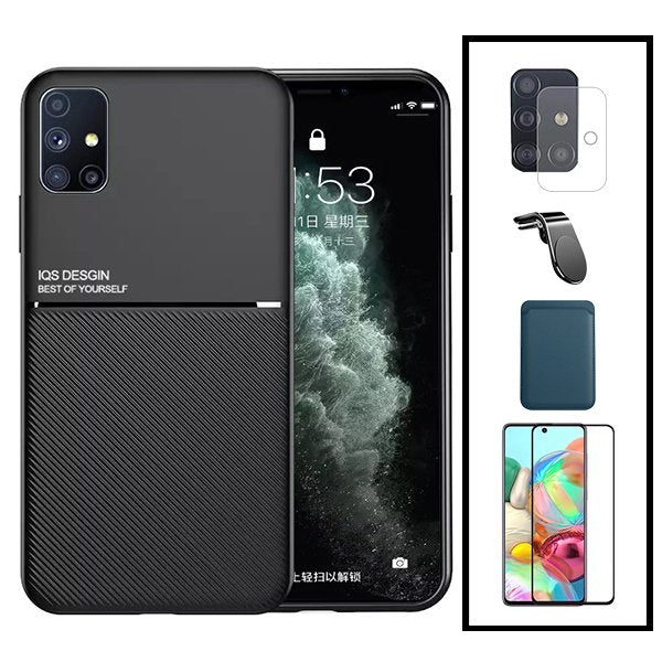 Kit Película Hydrogel Full Cover Frente + Capa Silicone Líquido + Suporte Magnético de Carro Reforçado para Xiaomi Redmi A3 - Rosa