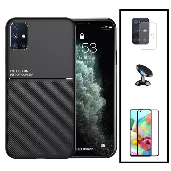 Kit Capa Magnetic Lux + 5D Full Cover + Película de Câmara Traseira + Suporte Magnético de Carro para Samsung Galaxy A51 5G
