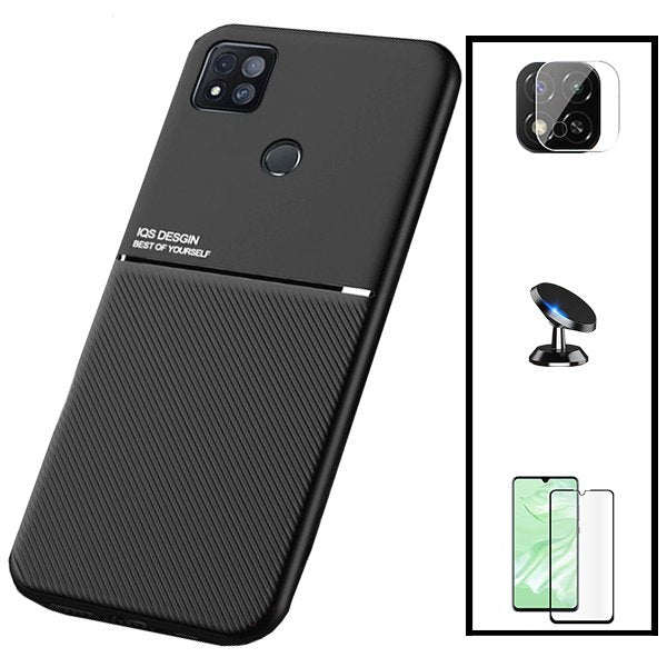 Kit Capa Magnetic Lux + 5D Full Cover + Película de Câmara + Suporte Magnético de Carro para Xiaomi Poco C31