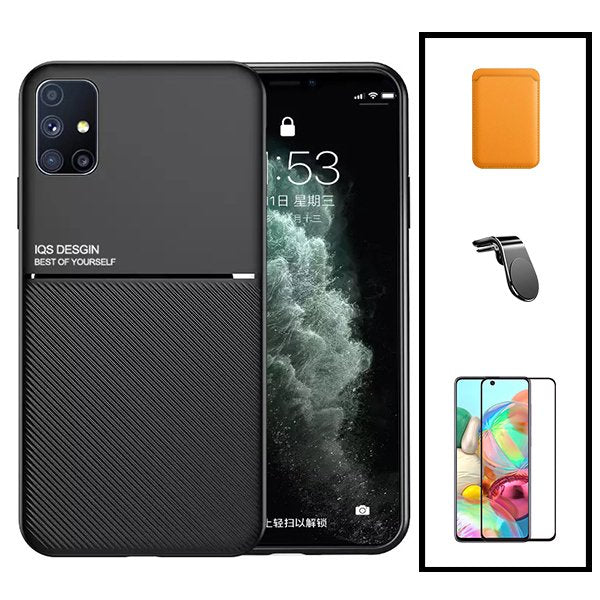 Kit Capa Magnetic Lux + Magnetic Wallet Laranja + 5D Full Cover + Suporte Magnético L Safe Driving para Huawei P40 Pro+