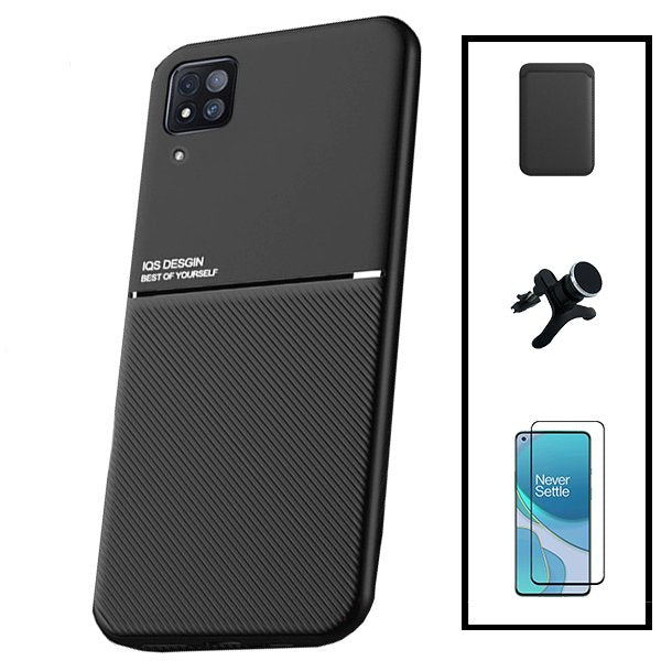 Kit Capa Magnetic Lux + Magnetic Wallet Preto + 5D Full Cover + Suporte Magnético de Carro Reforçado para Huawei P40 Lite