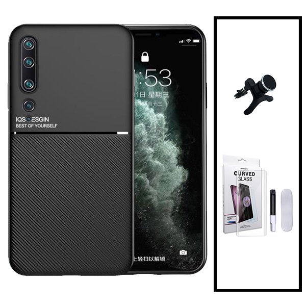Kit Capa Magnetic Lux + Película de Vidro Nano Curved UV + Suporte Magnético de Carro Reforçado para Xiaomi Mi Note 10