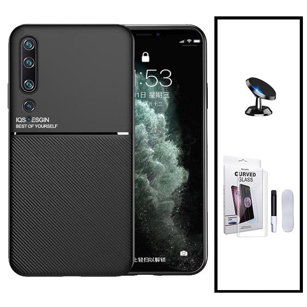 Kit Capa Magnetic Lux + Película de Vidro Nano Curved UV + Suporte Magnético de Carro para Xiaomi Mi Note 10 Pro
