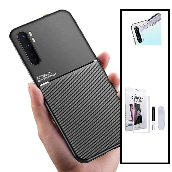 Kit Capa Magnetic Lux + Película de Vidro Nano Curved UV + Película de Câmara Traseira para Xiaomi Mi Note 10 Lite