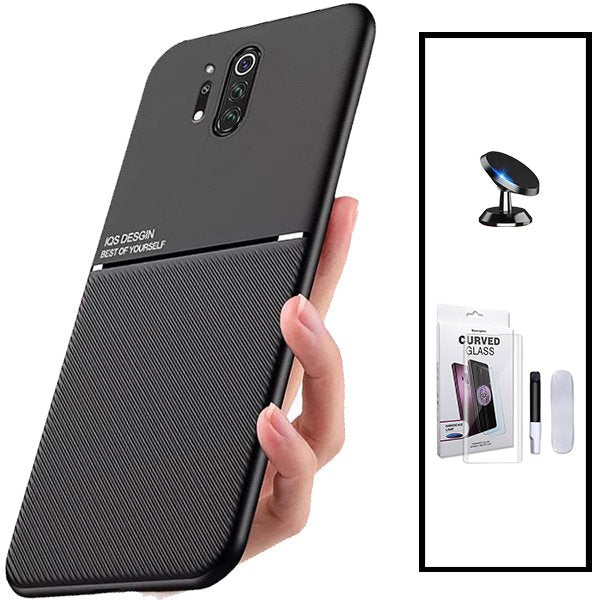 Kit Capa Magnetic Lux + Película de Vidro Nano Curved UV + Suporte Magnético de Carro para OnePlus 8 Pro