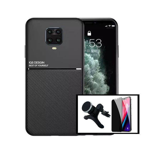 Kit Película Hydrogel Full Cover Frente + Capa Magnetic Military Defender Slide Window Anti-Impacto + Suporte Magnético L Safe Driving Carro para Oppo A79 5G - Preto