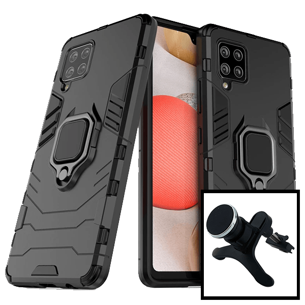Kit Suporte Magnético de Carro Reforçado + Capa 3X1 Military Defender para Samsung Galaxy M42 5G