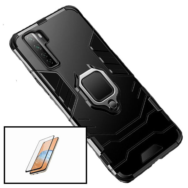 Kit Vidro Premium Full Cover + Capa 3X1 Military Defender para Huawei P40 Lite 5G