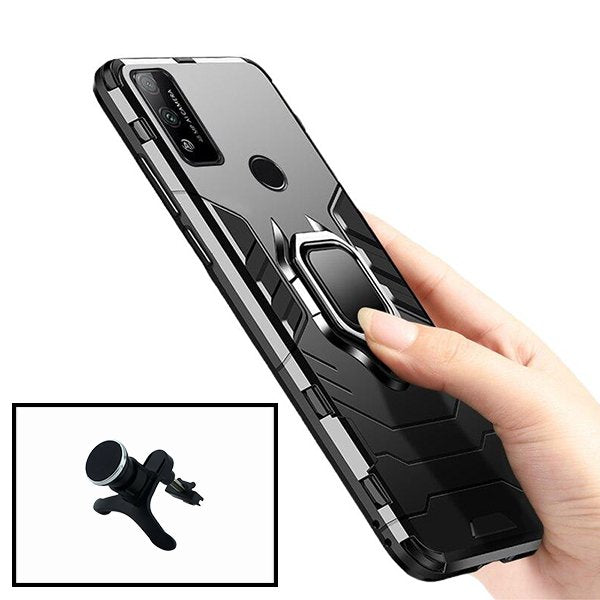 Kit Suporte Magnético de Carro Reforçado + Capa 3X1 Military Defender para Huawei P40 Lite 5G