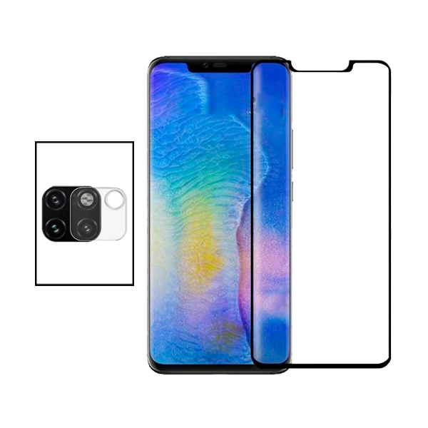 Kit Película de Camara Traseira + Vidro Premium Full Cover Curved para Huawei Mate 20 Pro