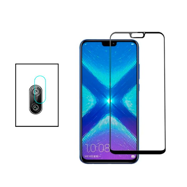 Kit Película de Camara Traseira + Vidro Premium Full Cover para Huawei Y9 2019