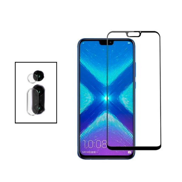 Kit Película de Camara Traseira + Vidro Premium Full Cover para Huawei Y9 Prime 2019