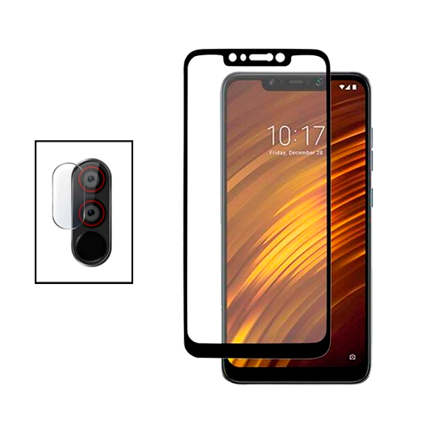 Kit Película de Camara Traseira + Vidro Premium Full Cover para Xiaomi Pocophone F1