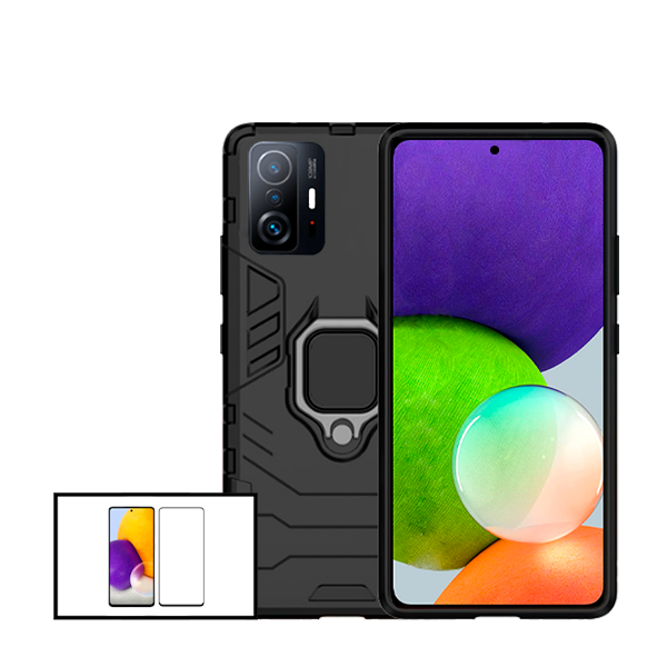 Kit Vidro Premium Full Cover + Capa 3X1 Military Defender para Xiaomi 11T