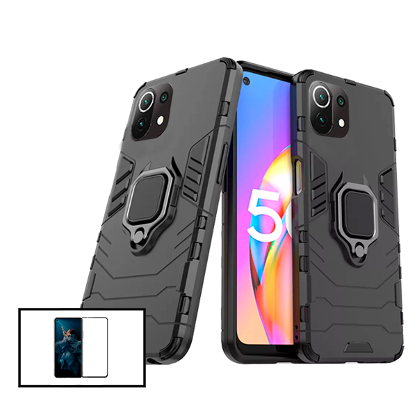 Kit Vidro Premium Full Cover + Capa 3X1 Military Defender para Xiaomi Mi 11 Pro