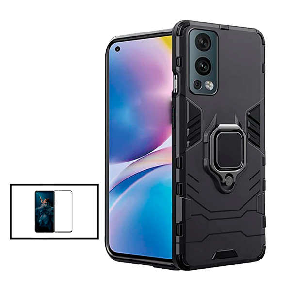 Kit Vidro Premium Full Cover + Capa 3X1 Military Defender para OnePlus Nord 2 5G