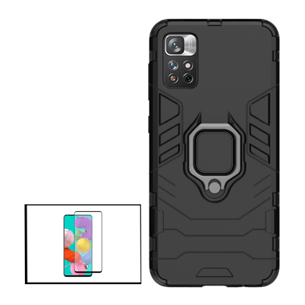 Kit Vidro Premium Full Cover + Capa 3X1 Military Defender para Xiaomi Redmi Note 11S