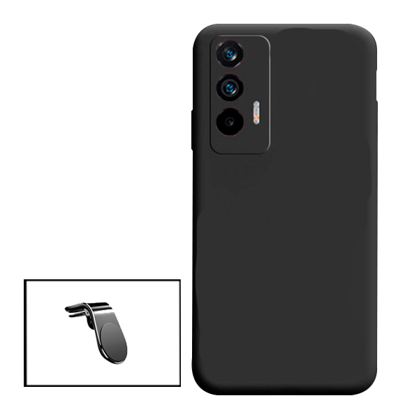 Kit Suporte Magnético L Safe Driving Carro + Capa Silicone Líquido para Realme GT Neo2T