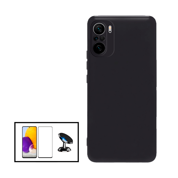 Kit Vidro Premium Full Cover + Capa Silicone Líquido + Suporte Magnético de Carro para Xiaomi 11T Pro